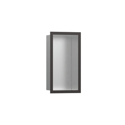 HANSGROHE 56094340 XtraStoris Individual Wall Niche Brushed Stainless Steel with Design Frame 12"x 6"x 4" - Brushed Black Chrome