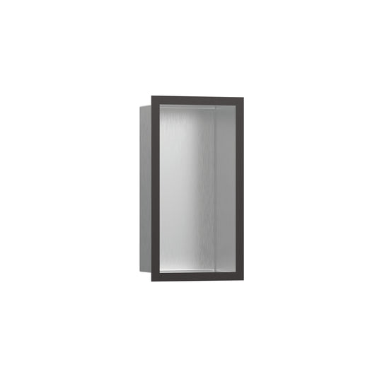 HANSGROHE 56094340 XtraStoris Individual Wall Niche Brushed Stainless Steel with Design Frame 12"x 6"x 4" - Brushed Black Chrome