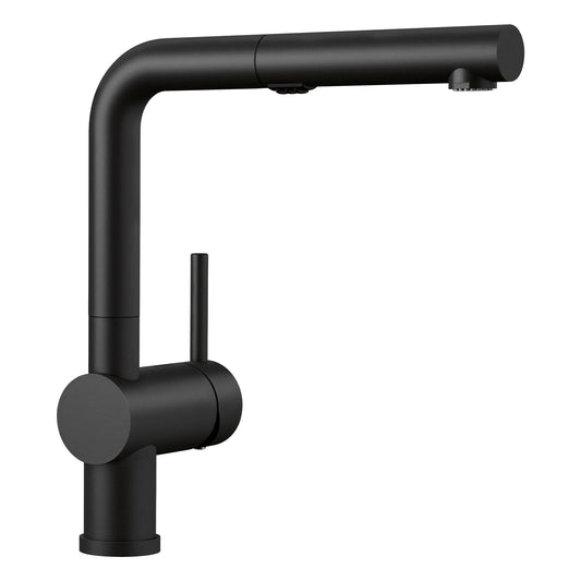 BLANCO 526374 Linus Linus Low Arc Pull-Out Dual-Spray Kitchen Faucet - Coal Black in Coal Black