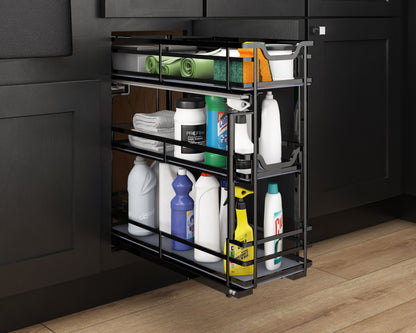 HARDWARE RESOURCES SWS-DBPO8BN 8" Black Nickel STORAGE WITH STYLE® Metal "No Wiggle" Under Drawer Soft-close Base Pullout - Black Nickel