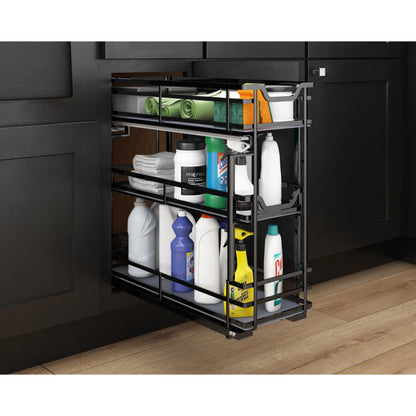 HARDWARE RESOURCES SWS-DBPO8BN 8" Black Nickel STORAGE WITH STYLE® Metal "No Wiggle" Under Drawer Soft-close Base Pullout - Black Nickel