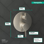 HANSGROHE 04447820 Ecostat Pressure Balance Trim S with Diverter - Brushed Nickel
