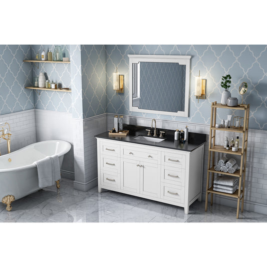 JEFFREY ALEXANDER VKITCHA60SWHBGR 60" White Chatham Vanity, Black Granite Vanity Top, undermount rectangle bowl , White