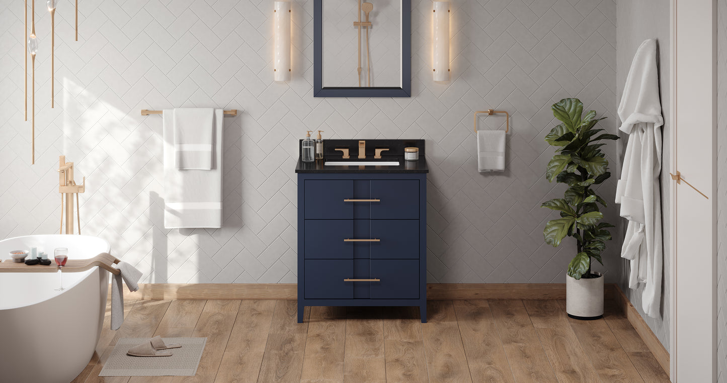 JEFFREY ALEXANDER VKITKAT30BLBGR 30" Hale Blue Katara Vanity, Black Granite Vanity Top, undermount rectangle bowl - Hale Blue