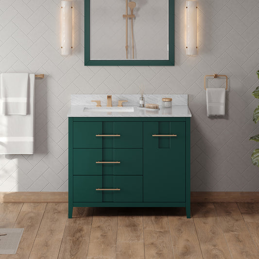 JEFFREY ALEXANDER VN2KAT-42-GN-NT 42" Forest Green Katara Vanity, left offset - Green