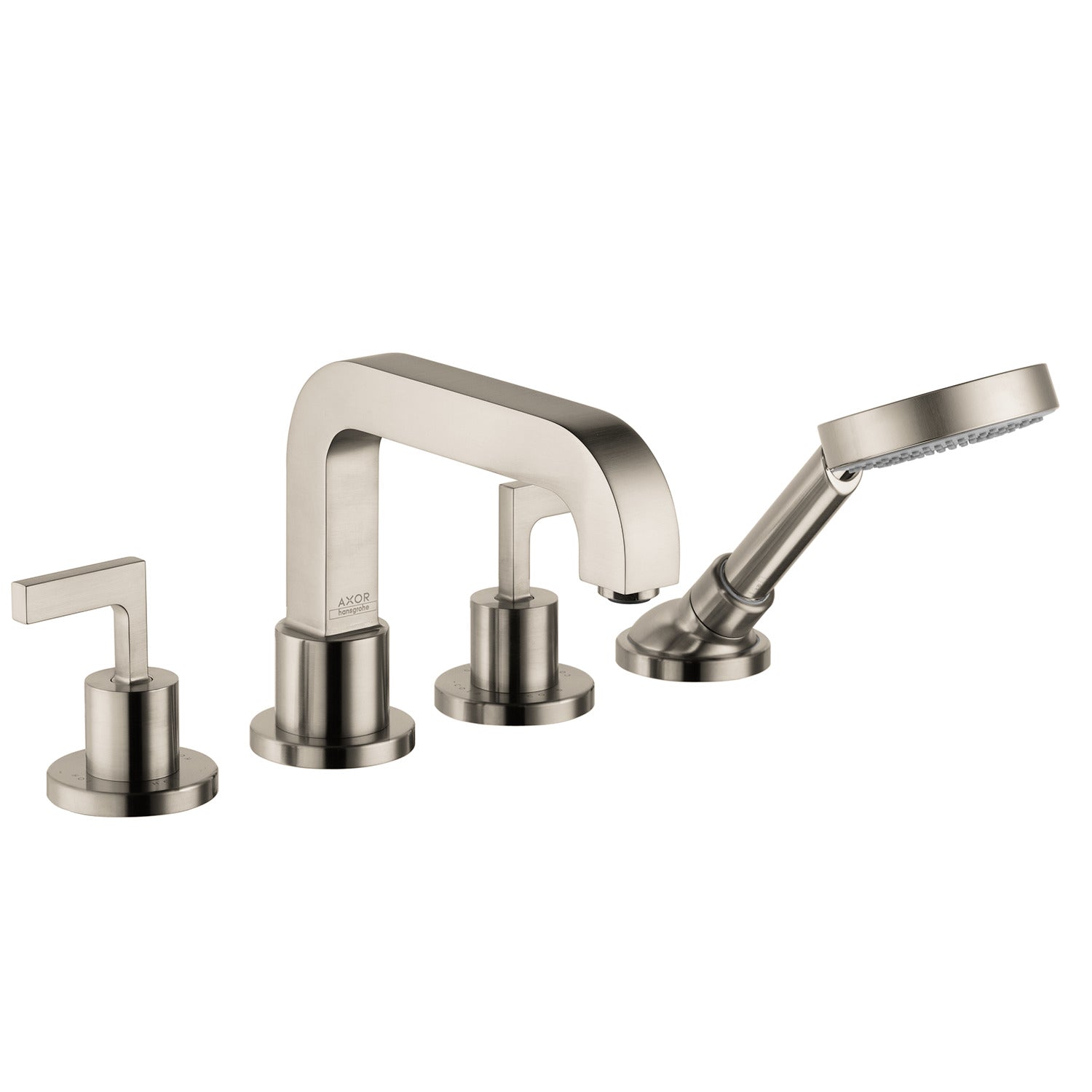 AXOR 39462821 Citterio 4-Hole Roman Tub Set Trim with Lever Handles and 1.75 GPM Handshower - Brushed Nickel