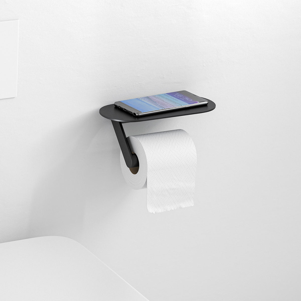 HANSGROHE 27928670 WallStoris Toilet Paper Holer with Shelf - Matte Black