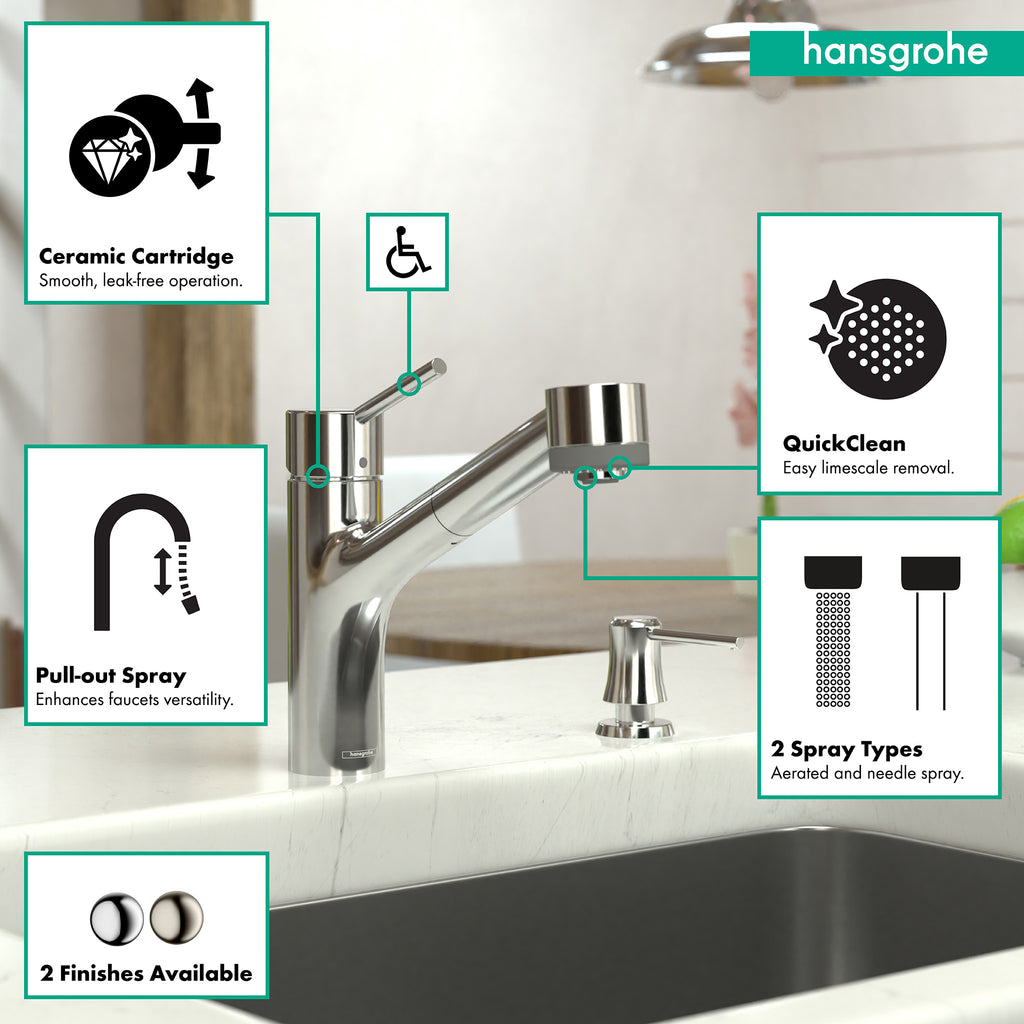 HANSGROHE 06462000 Talis S Kitchen Faucet, 2-Spray Pull-Out, 1.75 GPM - Chrome