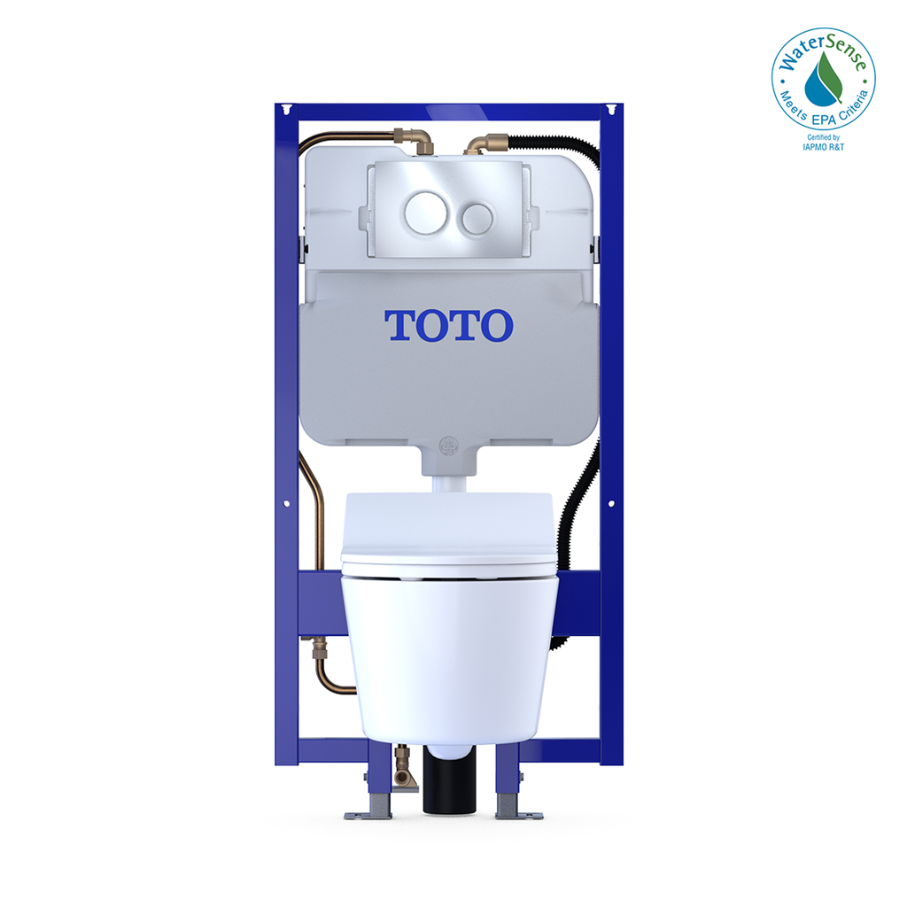 TOTO CWT4474047CMFG#MS Washlet+ Rp Wall-Hung D-Shape Toilet With Rx Bidet Seat And Duofit In-Wall 1.28 And 0.9 Gpf Dual-Flush Tank System - Matte Silver
