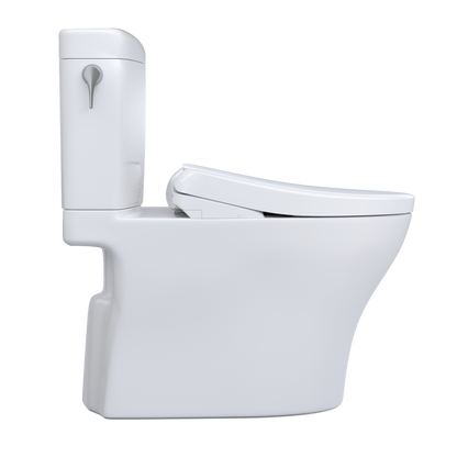 TOTO MW4364726CEMFGNA#01 Washlet+ Aquia Iv Cube Two-Piece Elongated Dual Flush 1.28 And 0.9 Gpf Toilet With Auto Flush S7 Contemporary Bidet Seat - Cotton White
