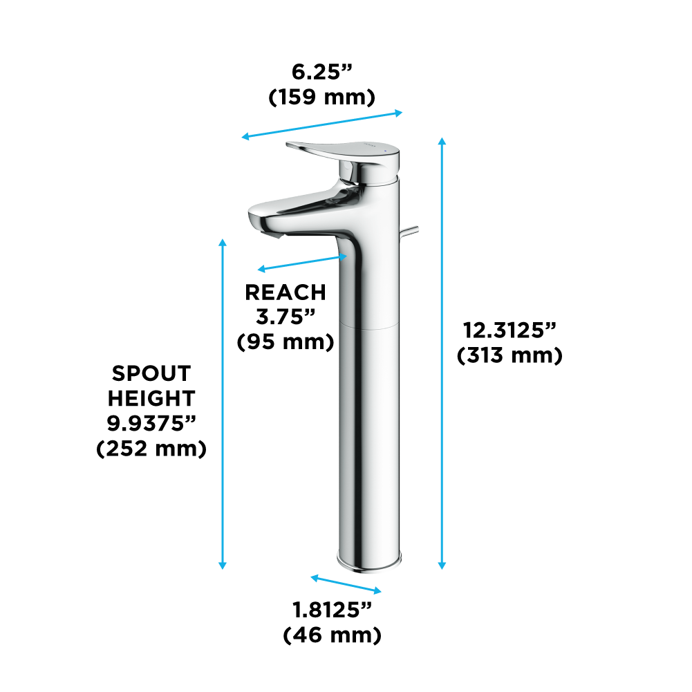 TOTO TLS04306U#CP Lf Series 1.2 Gpm Single Handle Bathroom Faucet For Vessel Sink With Drain Assembly - Polished Chrome