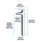 TOTO TLS04306U#CP Lf Series 1.2 Gpm Single Handle Bathroom Faucet For Vessel Sink With Drain Assembly - Polished Chrome