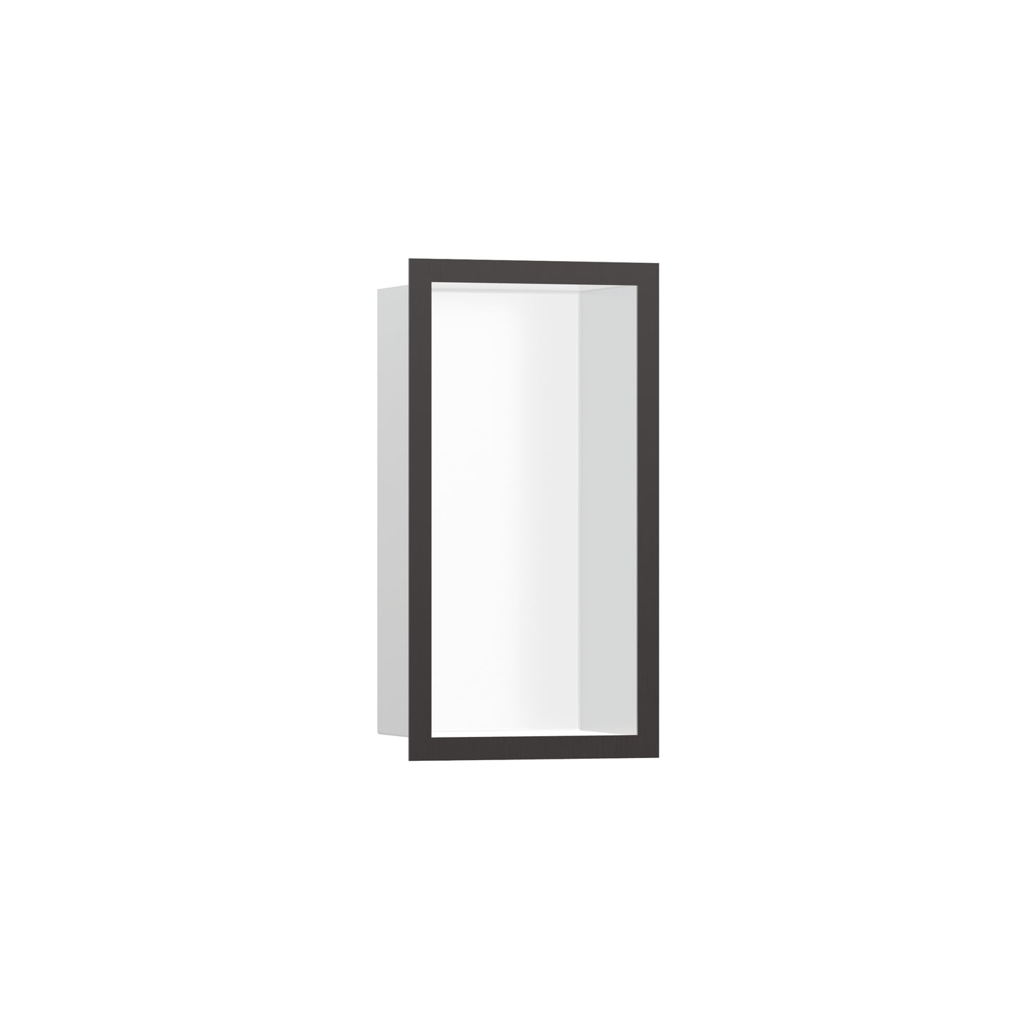 HANSGROHE 56096340 XtraStoris Individual Wall Niche Matte White with Design Frame 12"x 6"x 4"  in Brushed Black Chrome