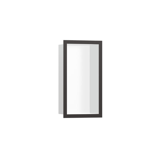HANSGROHE 56096340 XtraStoris Individual Wall Niche Matte White with Design Frame 12"x 6"x 4"  in Brushed Black Chrome