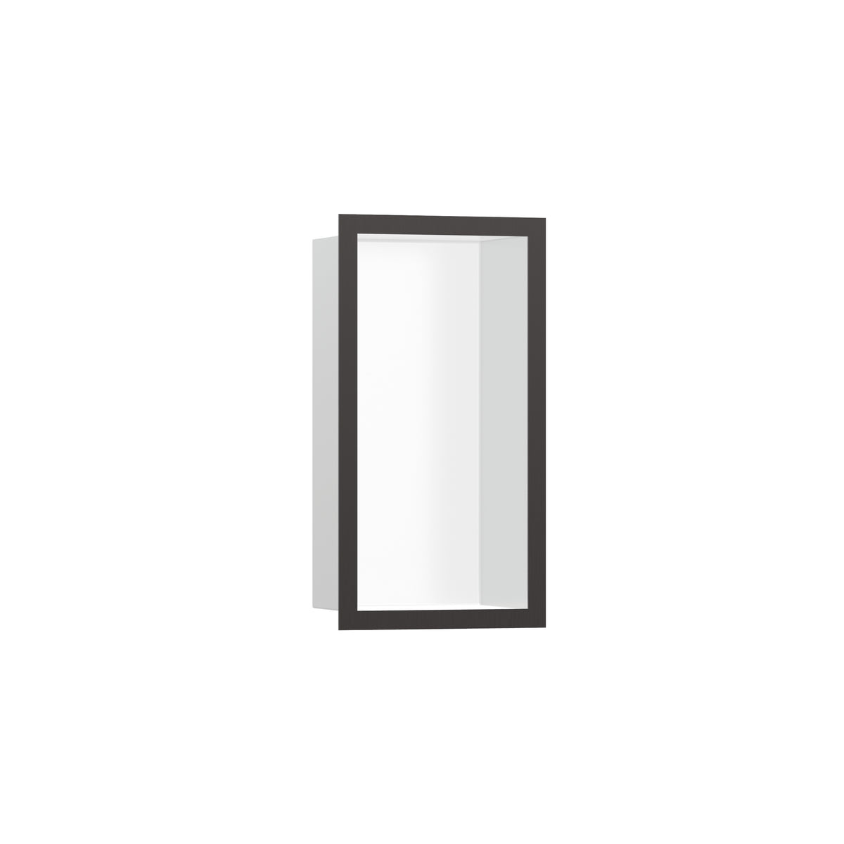 HANSGROHE 56096340 XtraStoris Individual Wall Niche Matte White with Design Frame 12"x 6"x 4" - Brushed Black Chrome