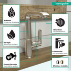 HANSGROHE 31087821 Metris Single-Hole Faucet 230 with Swivel Spout and Pop-Up Drain, 1.2 GPM - Brushed Nickel
