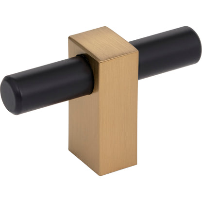 JEFFREY ALEXANDER 478T-MBSBZ Larkin 2 2-3/8" Length Bar Knob - Matte Black w/Satin Bronze