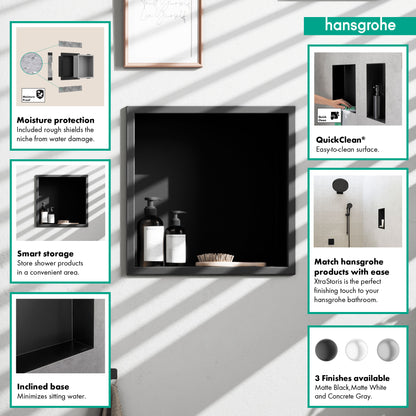 HANSGROHE 56061670 XtraStoris Original Wall Niche with Integrated Frame 12"x 12"x 4" - Matte Black