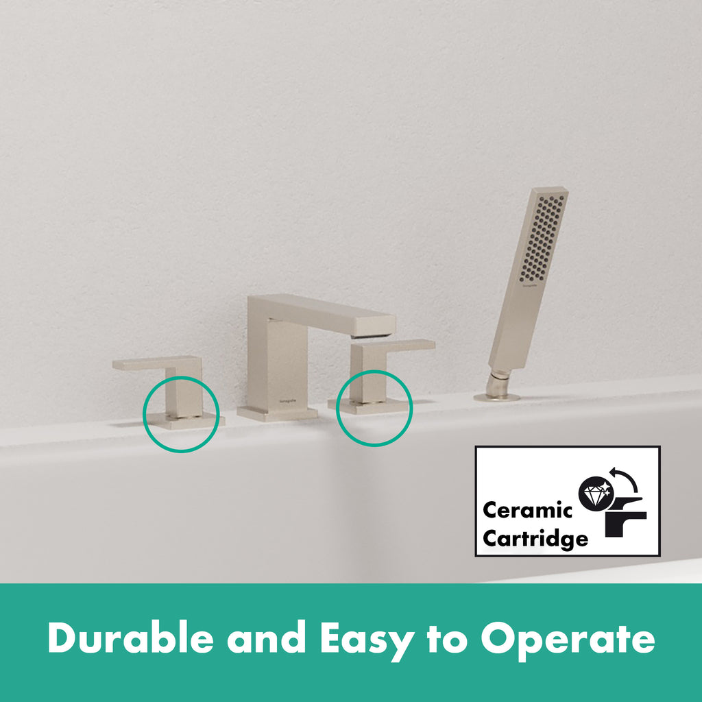 HANSGROHE 73444821 Tecturis E 4-Hole Roman Tub Set Trim with 1.75 Handshower - Brushed Nickel