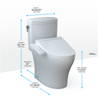 TOTO MW4363074CEMFGN#01 Washlet+ Aquia Iv Cube Two-Piece Elongated Dual Flush 1.28 And 0.9 Gpf Toilet With C2 Bidet Seat - Cotton White