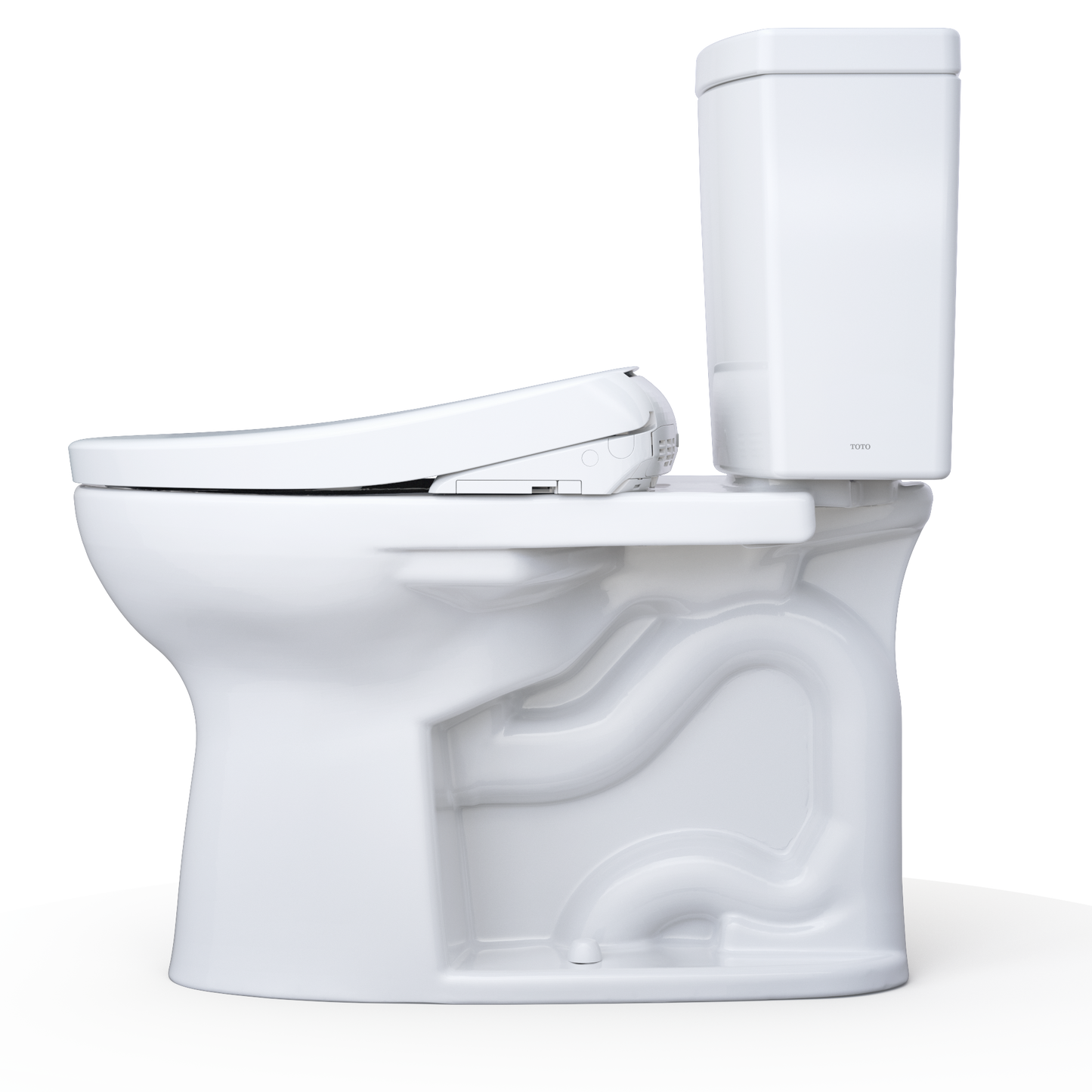 TOTO MW4544736CUFGA#01 WASHLET+ Drake II 1G Two-Piece Elongated 1.0 GPF Toilet with Auto Flush WASHLET+ S7A Contemporary Bidet Seat , Cotton White