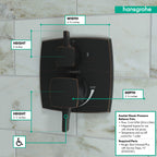 HANSGROHE 15865921 Ecostat Classic Pressure Balance Trim Classic Square with Diverter - Rubbed Bronze