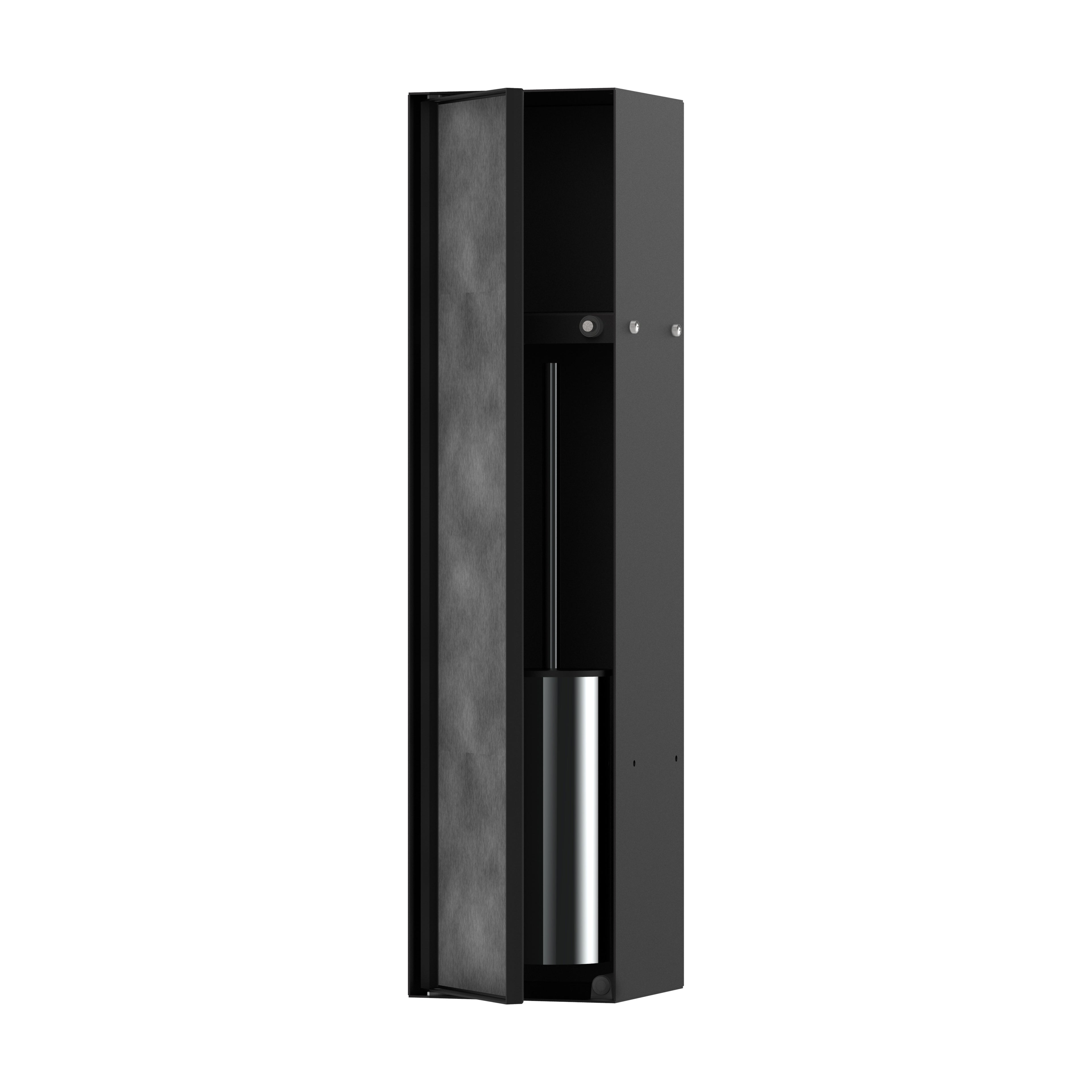 HANSGROHE 56060670 XtraStoris Rock Recessed Toilet Brush Holder with Shelf & Tileable Door - Matte Black
