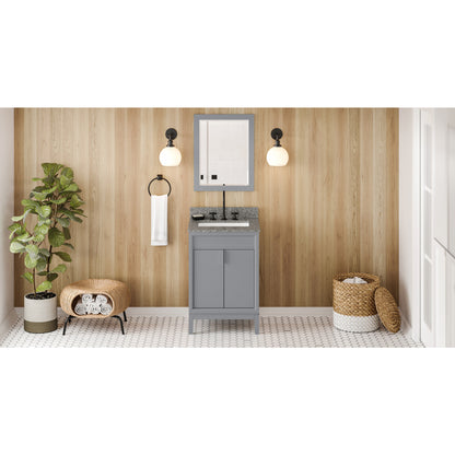 JEFFREY ALEXANDER VKITTHE24GRBOR 24" Grey Theodora Vanity, Boulder Cultured Marble Vanity Top, undermount rectangle bowl - Grey