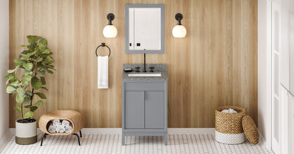 JEFFREY ALEXANDER VKITTHE24GRBOR 24" Grey Theodora Vanity, Boulder Cultured Marble Vanity Top, undermount rectangle bowl - Grey