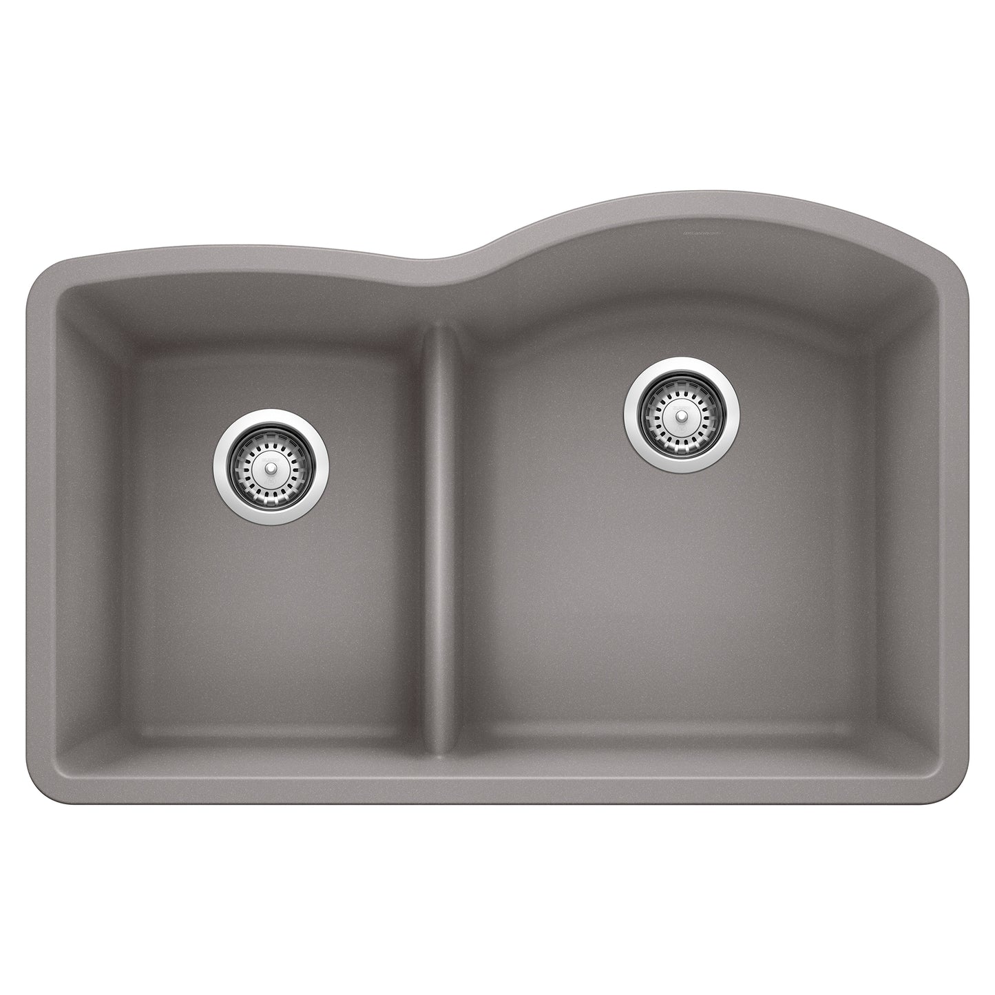 BLANCO 441601 Diamond Diamond SILGRANIT 32" 40/60 Reverse Double Bowl Undermount Kitchen Sink with Low Divide - Metallic  Gray in Metallic Gray