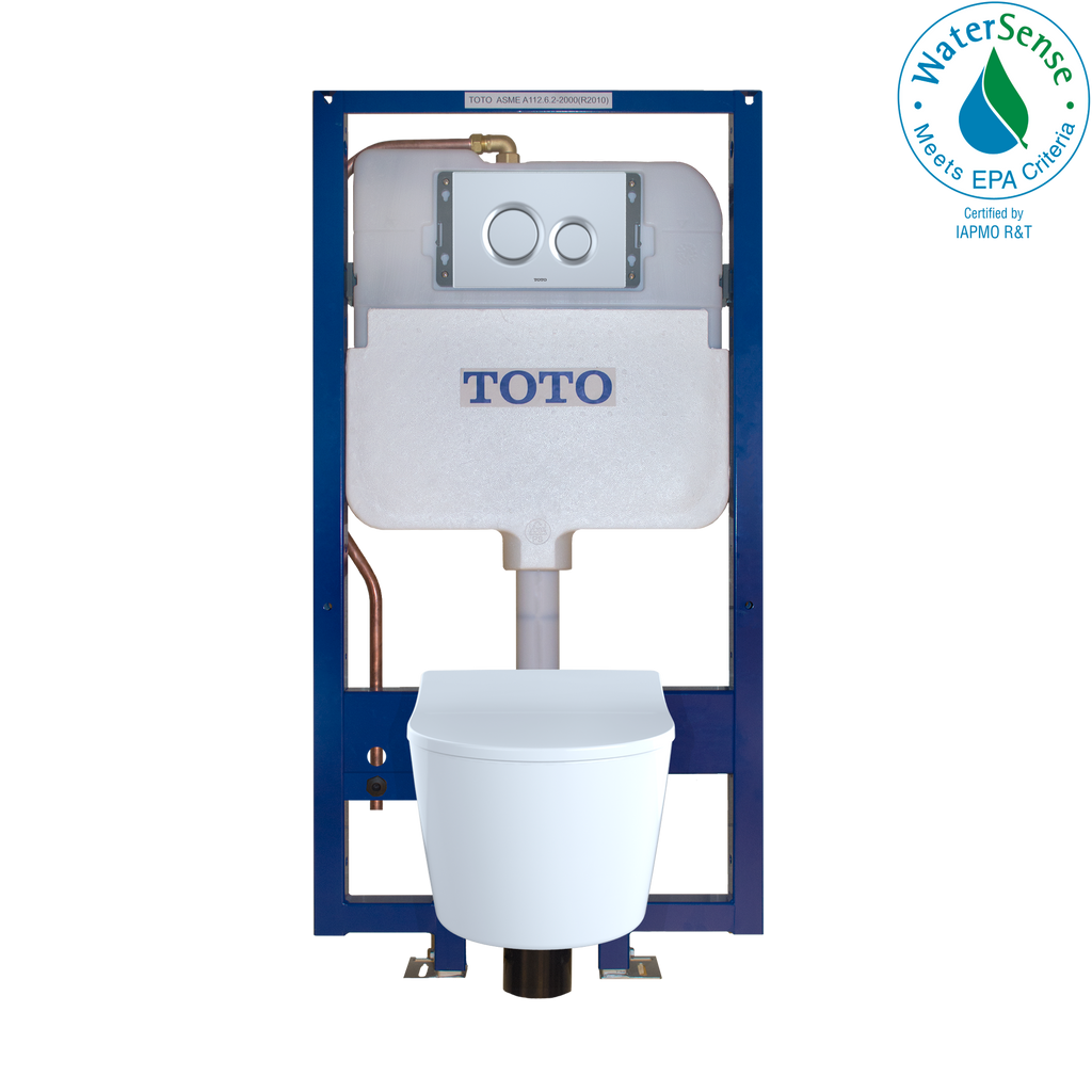 TOTO CWT447247CMFG#MS Rp Wall-Hung D-Shape Toilet And Duofit In-Wall 1.28 And 0.9 Gpf Dual-Flush Tank System With Copper Supply - Matte Silver