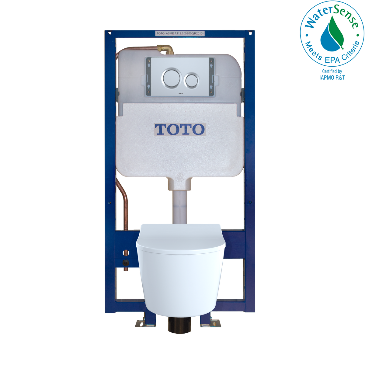 TOTO CWT447247CMFG#MS Rp Wall-Hung D-Shape Toilet And Duofit In-Wall 1.28 And 0.9 Gpf Dual-Flush Tank System With Copper Supply - Matte Silver