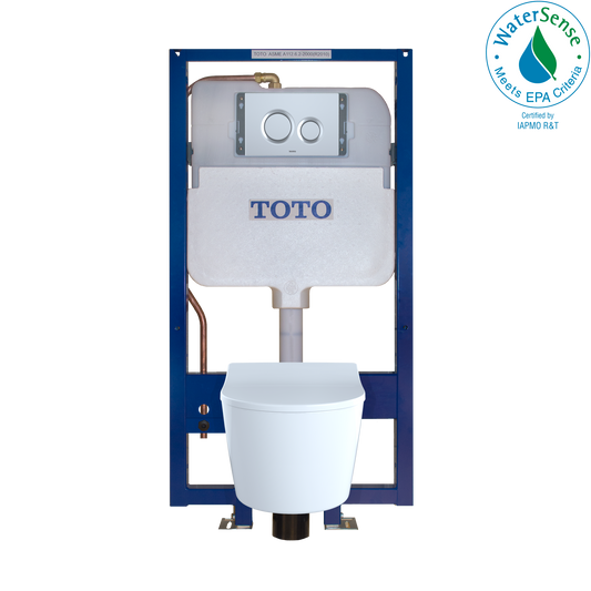TOTO CWT447247CMFG#MS Rp Wall-Hung D-Shape Toilet And Duofit In-Wall 1.28 And 0.9 Gpf Dual-Flush Tank System With Copper Supply - Matte Silver