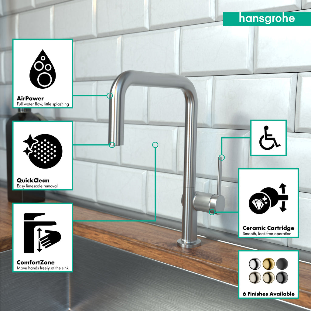 HANSGROHE 72858801 Talis N Kitchen Faucet, U-Style 1-Spray, 1.5 GPM - Stainless Steel Optic