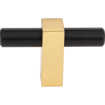 JEFFREY ALEXANDER 478T-MBBG Larkin 2 2-3/8" Length Bar Knob - Matte Black w/Brushed Gold