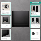 HANSGROHE 56079670 XtraStoris Minimalistic Wall Niche with Open Frame 12"x 12"x 5.5" - Matte Black