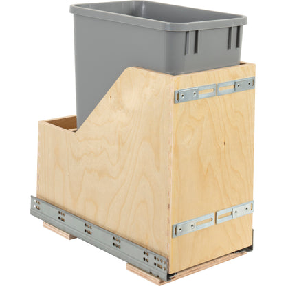 HARDWARE RESOURCES CDM-WBMS35VG Single 35 Quart Wood Bottom-Mount Soft-close Vanity Trashcan Rollout for Door Mounting, Includes One Grey Can - Grey