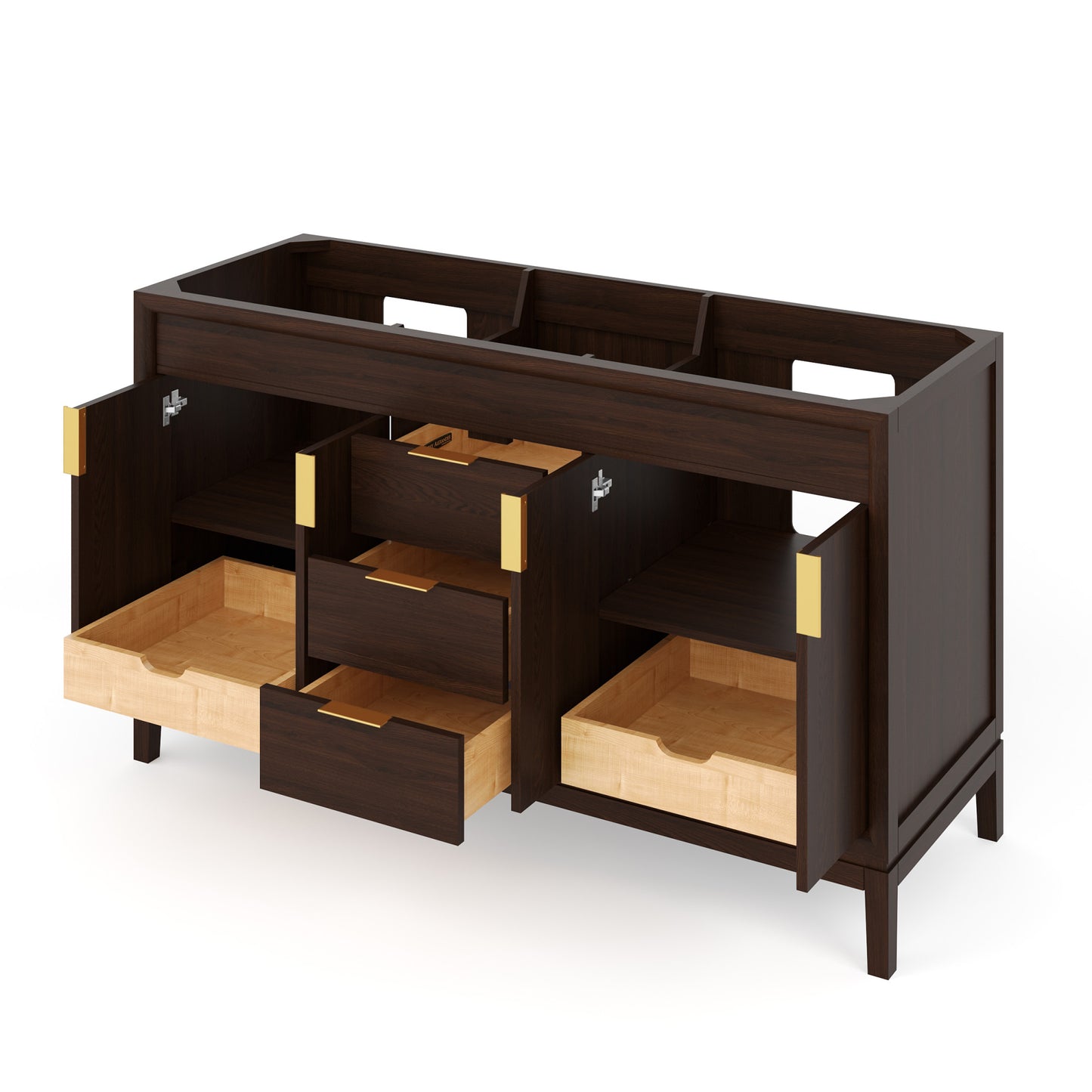 JEFFREY ALEXANDER VKITTHE60NOGQR Theodora 60" Double Bathroom Vanity Set - Natural Oak