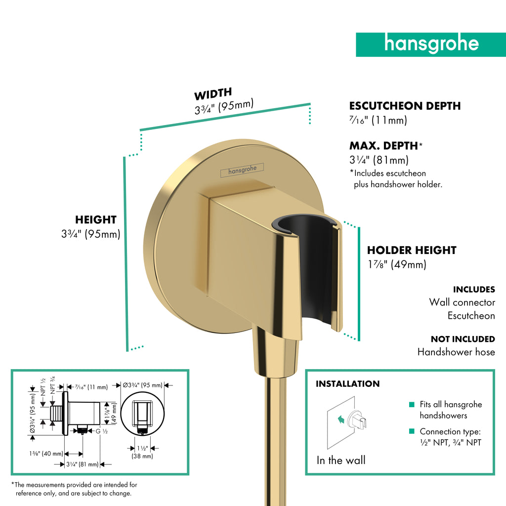 HANSGROHE 26888991  Wall Outlet with Handshower Holder - Polished Gold Optic
