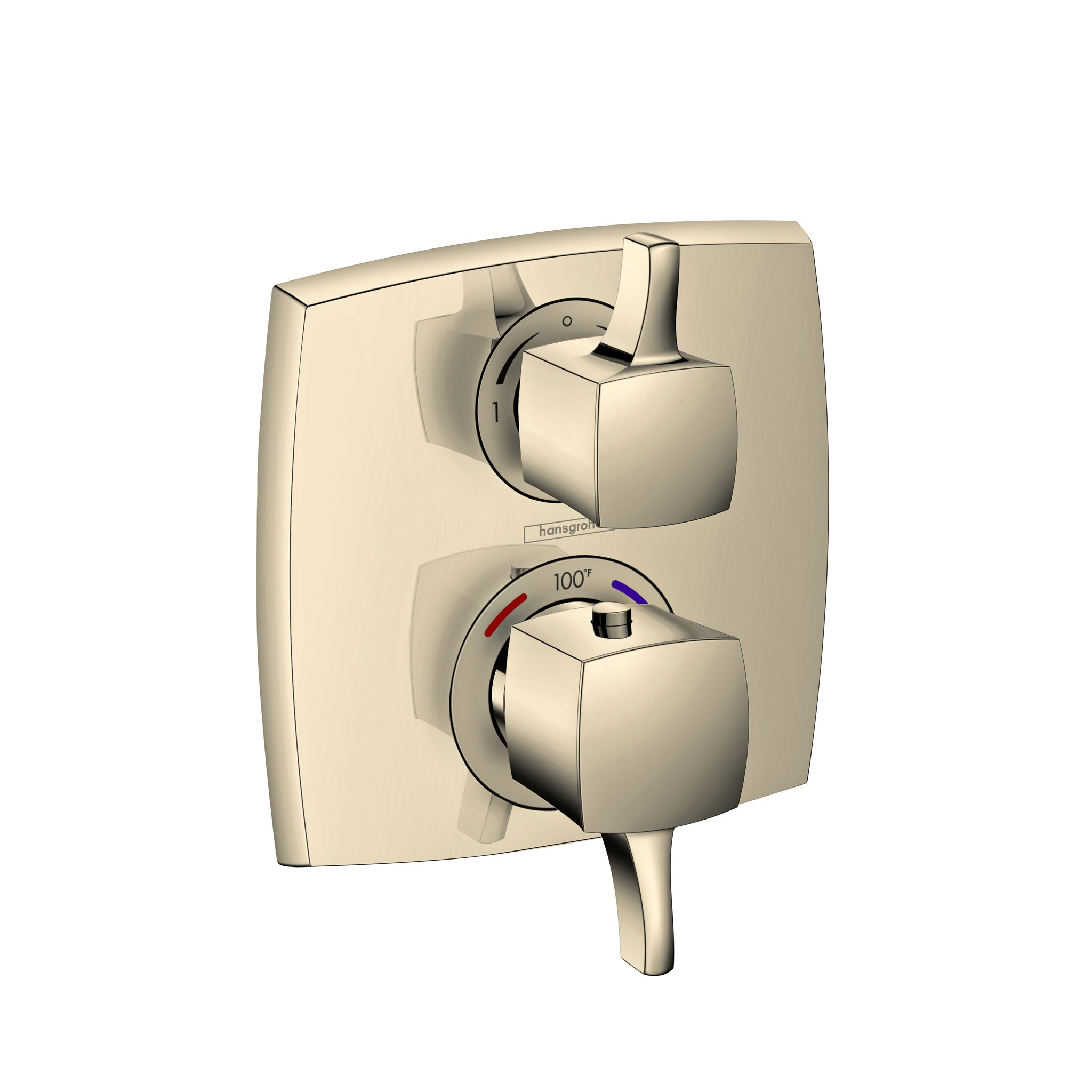 HANSGROHE 15728831 Ecostat Classic Thermostatic Trim with Volume Control and Diverter, Square - Polished Nickel
