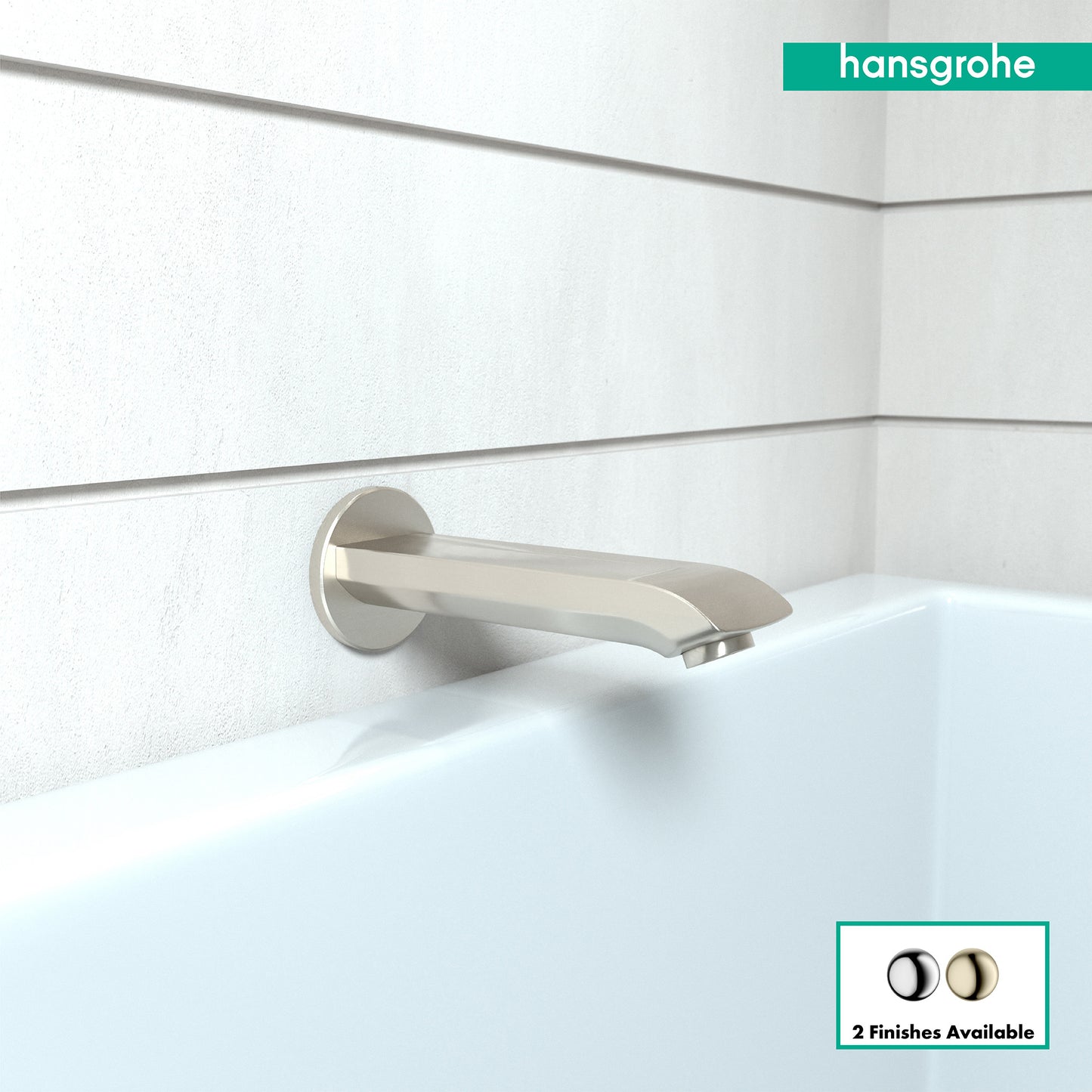 HANSGROHE 31494821 Brushed Nickel Metris Modern Tub Spout