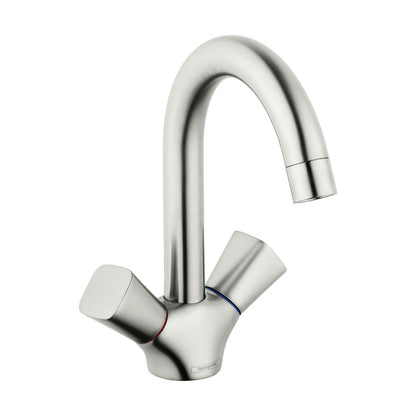 HANSGROHE 71222821 Logis Single-Hole Faucet 150 with Swivel Spout and Pop-Up Drain, 1.2 GPM - Brushed Nickel