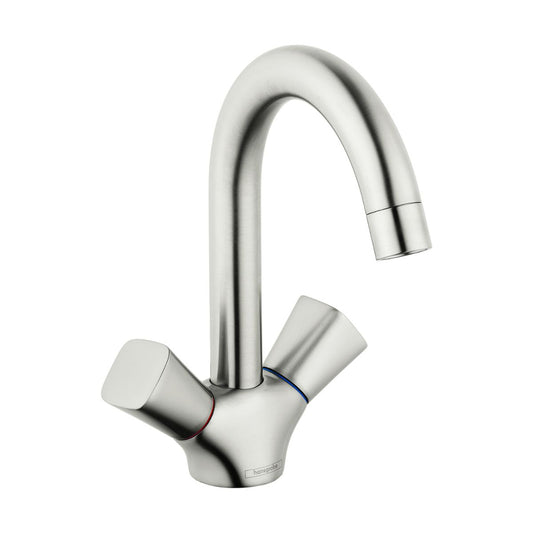 HANSGROHE 71222821 Logis Single-Hole Faucet 150 with Swivel Spout and Pop-Up Drain, 1.2 GPM - Brushed Nickel