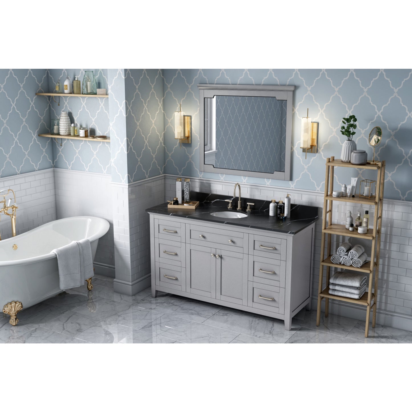 JEFFREY ALEXANDER VN2CHA-60SGR-NT 60" Grey Chatham Vanity - Grey