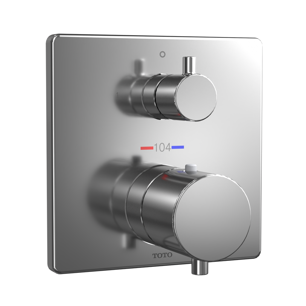 TOTO TBV02404U#CP Square Thermostatic Mixing Valve With Two-Way Diverter Shower Trim - Polished Chrome