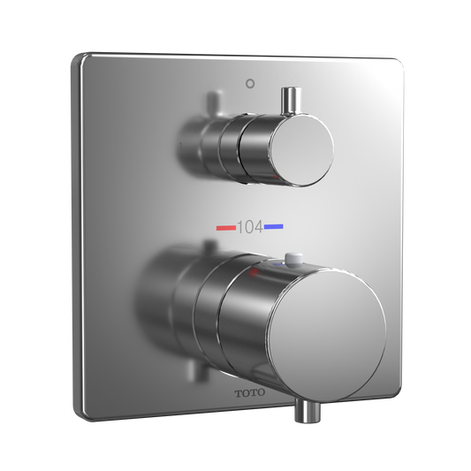 TOTO TBV02404U#CP Square Thermostatic Mixing Valve With Two-Way Diverter Shower Trim - Polished Chrome