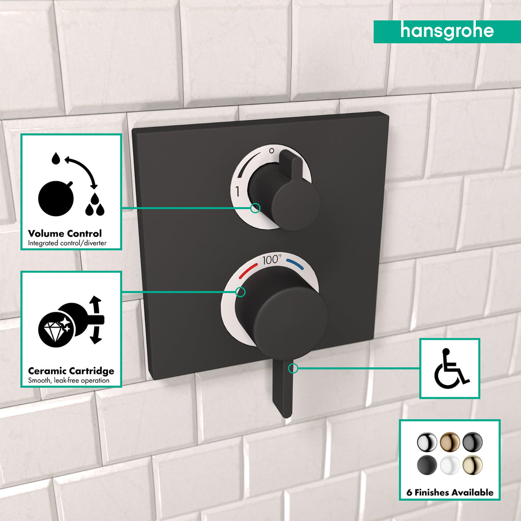 HANSGROHE 15712671 Ecostat Thermostatic Trim with Volume Control - Matte Black