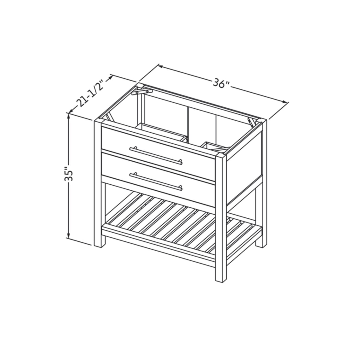 JEFFREY ALEXANDER VN2WAV-36-GR-NT 36" Grey Wavecrest Vanity - Grey