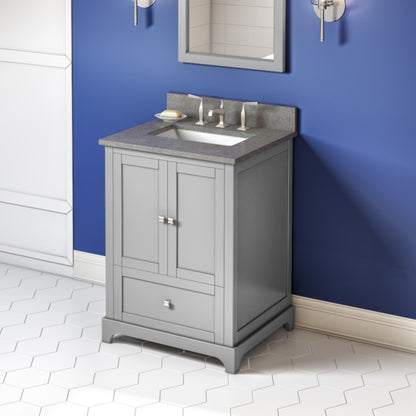 JEFFREY ALEXANDER VKITADD24GRSGR 24" Grey Addington Vanity, Steel Grey Cultured Marble Vanity Top, undermount rectangle bowl - Grey