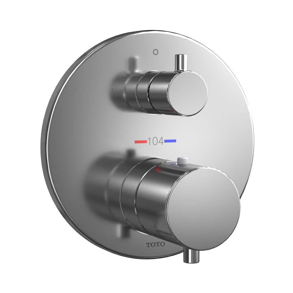 TOTO TBV01408U#CP Round Thermostatic Mixing Valve With Two-Way Diverter Shower Trim - Polished Chrome